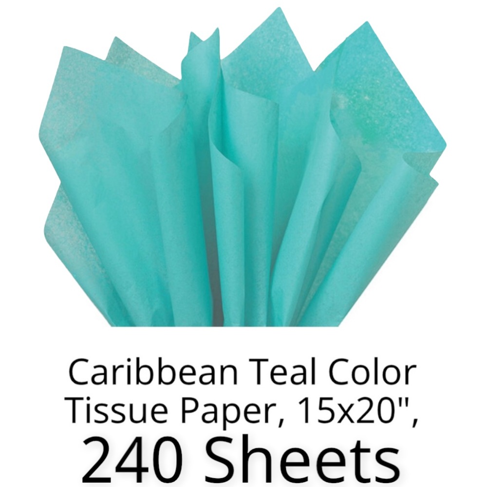 📦 SALE 📦  Tissue Paper, Caribbean Teal, Bulk Pack, 240 Sheets, 15x20 - Picture 2 of 2